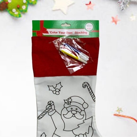Christmas Stocking Color Your Own Stocking Fabric Stocking With Markers  17 in - Picture 8 of 10